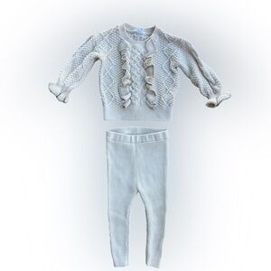 Gap Kids Cotton Cream Knit Sweater and Leggings Set size 18-24 Months